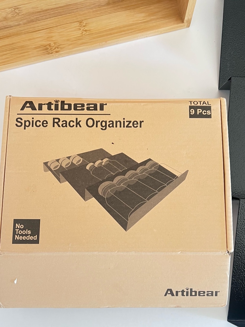 Black Spice Rack Organizer - Stackable Kitchen Storage - Picture 2 of 3